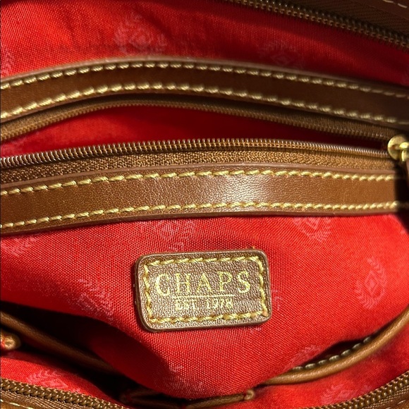 CHAPS Burgundy and Brown Women's Crossbody Bag - Picture 9 of 9